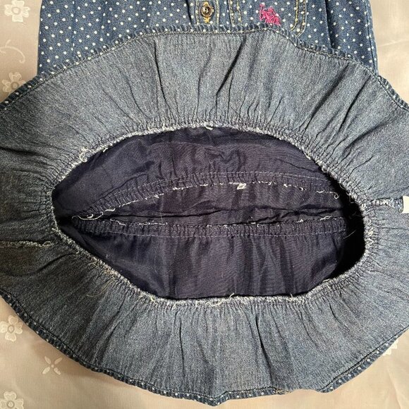 Us Polo Association 2t Polka Dot Denim Dress with Ruffles 100% Cotton - Picture 5 of 6